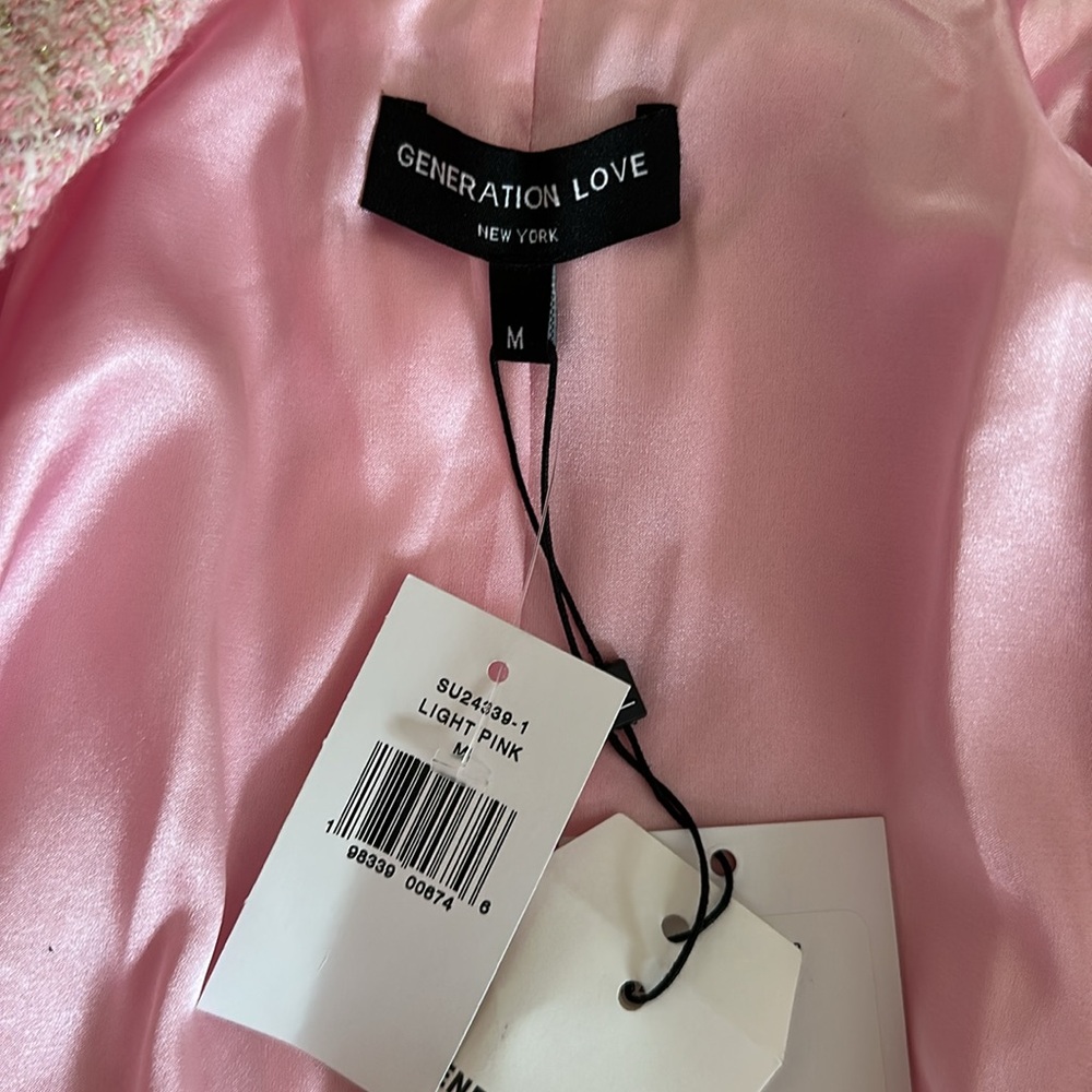 NWT Generation Love 💕 Pink Tweed Lenore Jacket with Pearl Buttons - size Medium - Picture 5 of 10